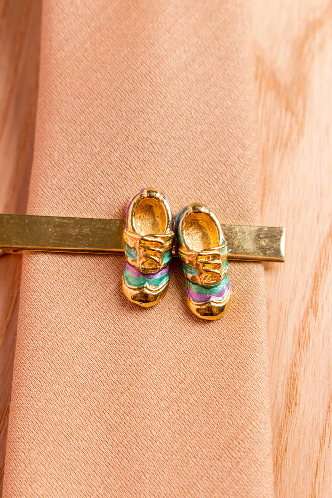 Vintage Krawattenklammer Schuhe 80er 90er Accessoires Dandy gold Krawattennadel Rockabilly Special Unisize vintageberlin.de