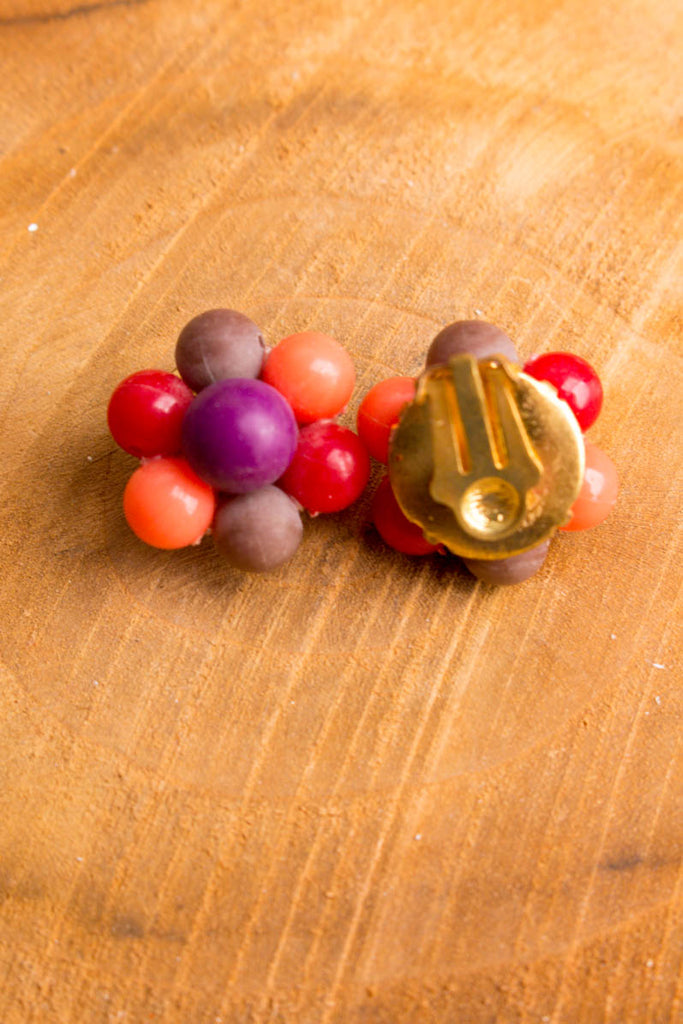 Vintage Ohrclips bunte Perlen 50er 60er 70er Abendmode Accessoires bunt Disco Ohrschmuck real-disco real-rockabilly Rockabilly Schlager Schmuck Sekretärin Special vintageberlin.de