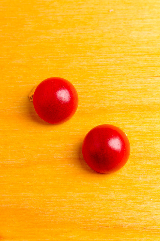 Vintage Ohr Clips rot Holz Default Title 70er 80er 90er Accessoires Boho Disco Ohrschmuck Rockabilly rot Schmuck Sekretärin vintageberlin.de