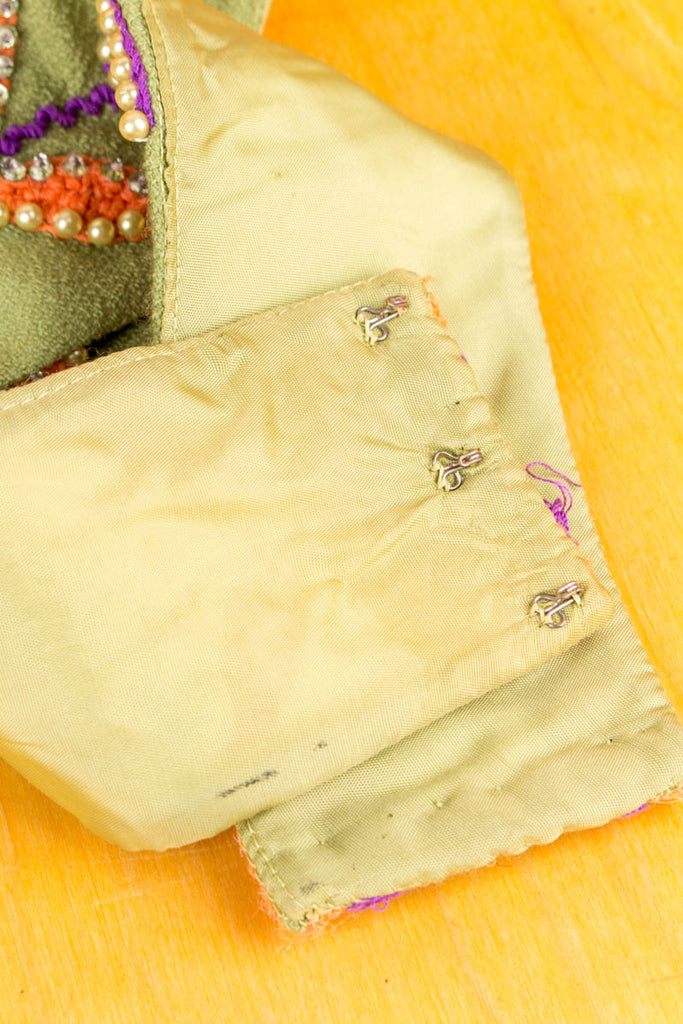 Hippie Hüftgürtel mit Perlen 60er 70er Boho Frau grün Gürtel Hippie L 44-46 M 40-42 real-boho Schlager Special vintageberlin.de