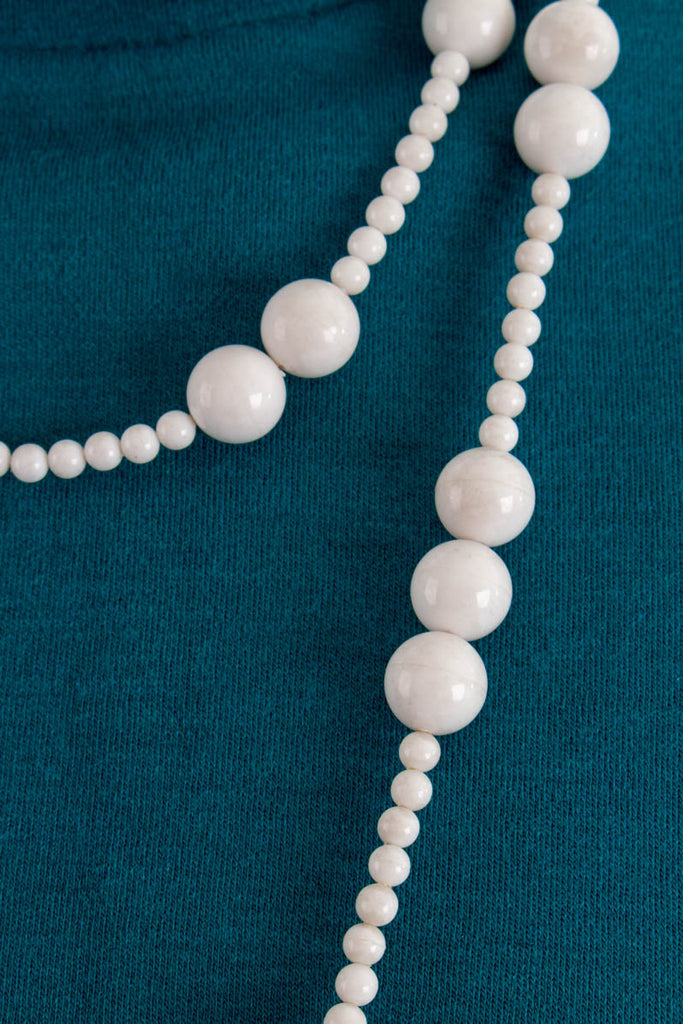 60er Jahre Perlenkette weiß 60er 70er Accessoires Disco Halsschmuck real-disco real_disco Schlager Schmuck Unisize weiß vintageberlin.de