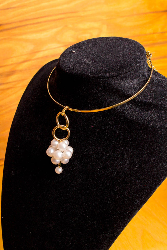 Vintage Halsreif gold+Perlen 60er 70er Abendmode Accessoires Boho boho-wedding Disco gold Halsschmuck Hippie Hochzeit real-boho real-schlager Schlager Schmuck Special Unisize vintageberlin.de