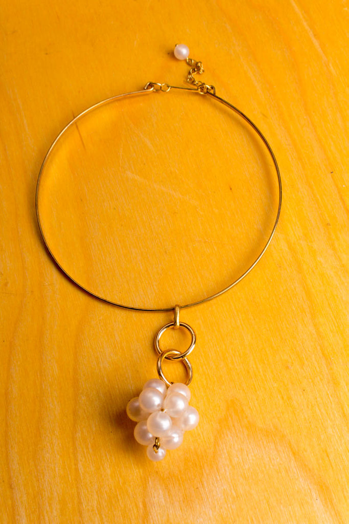 Vintage Halsreif gold+Perlen 60er 70er Abendmode Accessoires Boho boho-wedding Disco gold Halsschmuck Hippie Hochzeit real-boho real-schlager Schlager Schmuck Special Unisize vintageberlin.de