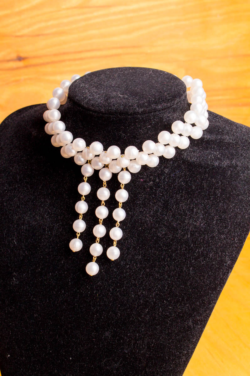 Vintage Collier weiß Perlen