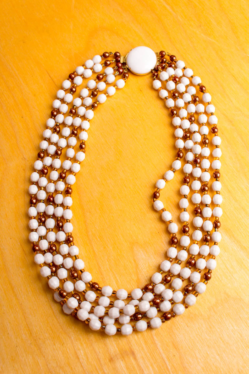 Vintage Collier weiß+kupfer