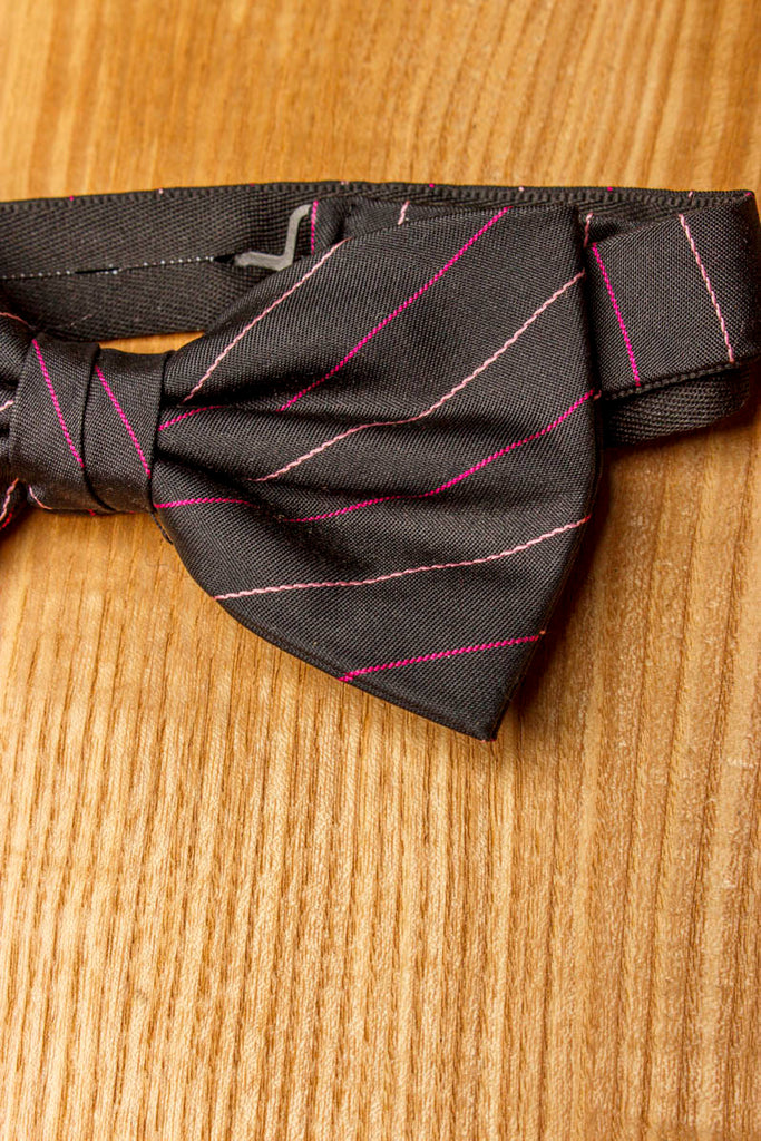 Vintage Fliege 100% Seide 80er Accessoires Krawatte pink real-80er real_80er schwarz vintageberlin.de