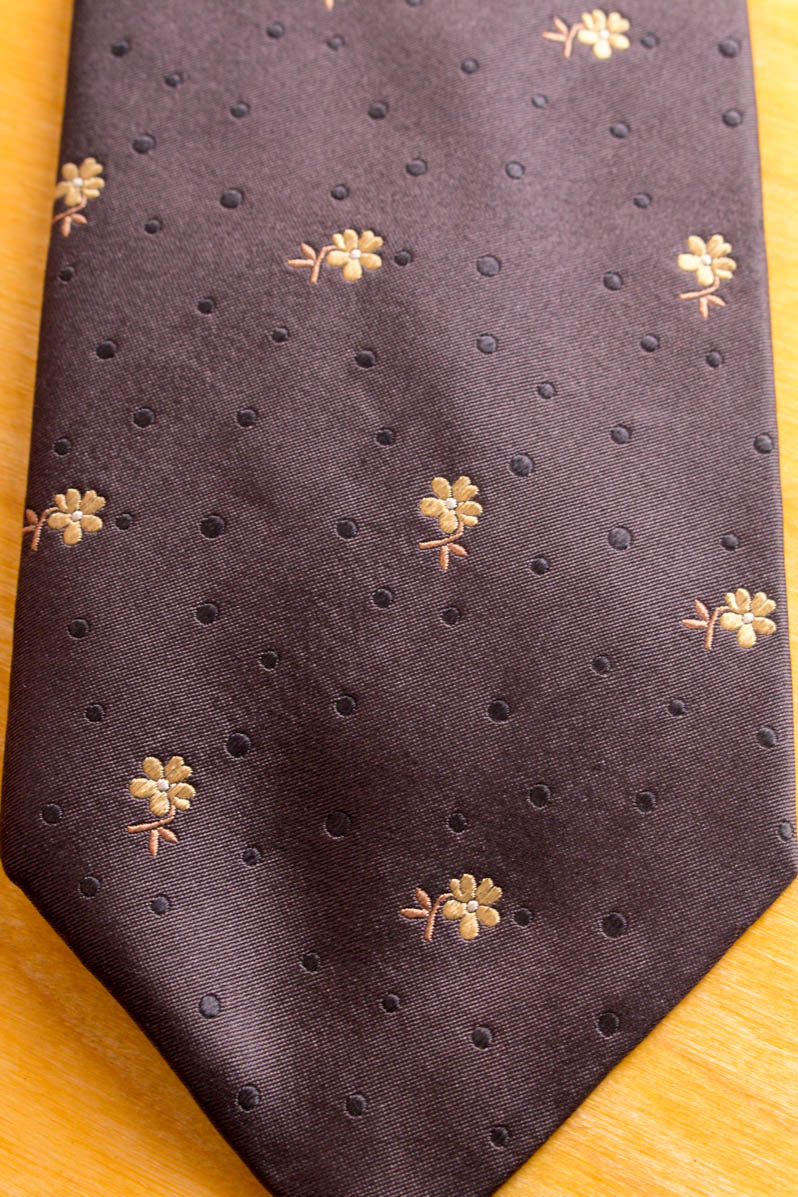 Seidenkrawatte grau Blumen