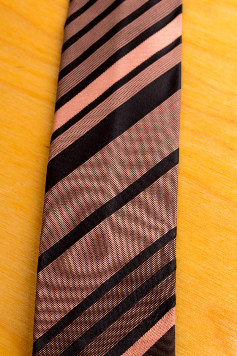 60s Krawatte braun-rosa schmal