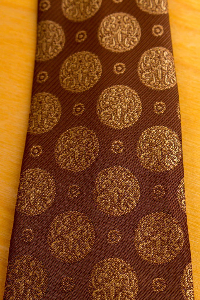 60s Krawatte schmal gold-braun 60er Accessoires braun bunt Dandy Disco gold Krawatte Rockabilly Schlager vintageberlin.de