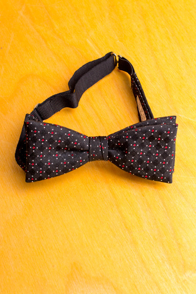 Vintage Fliege schwarz Punkte Default Title 90er Abendmode Accessoires bunt Dandy Disco Krawatte schwarz Unisize vintageberlin.de