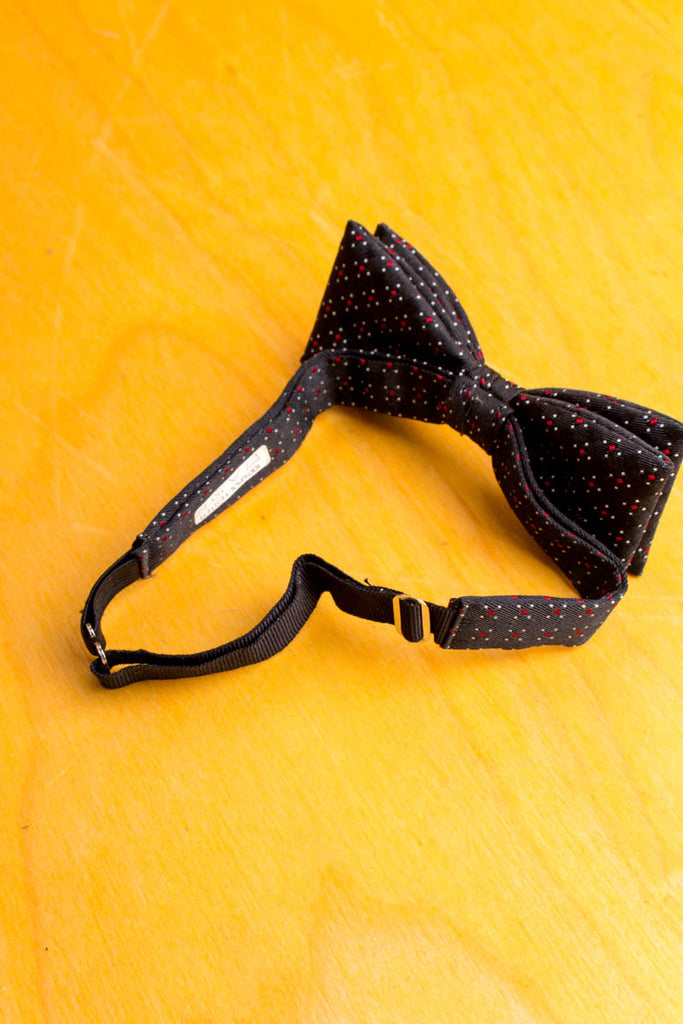Vintage Fliege schwarz Punkte 90er Abendmode Accessoires bunt Dandy Disco Krawatte schwarz Unisize vintageberlin.de