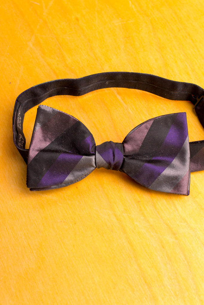 Vintage Fliege Taft Streifen Default Title 80er 90er Abendmode Accessoires bunt Dandy Disco Krawatte Unisize vintageberlin.de