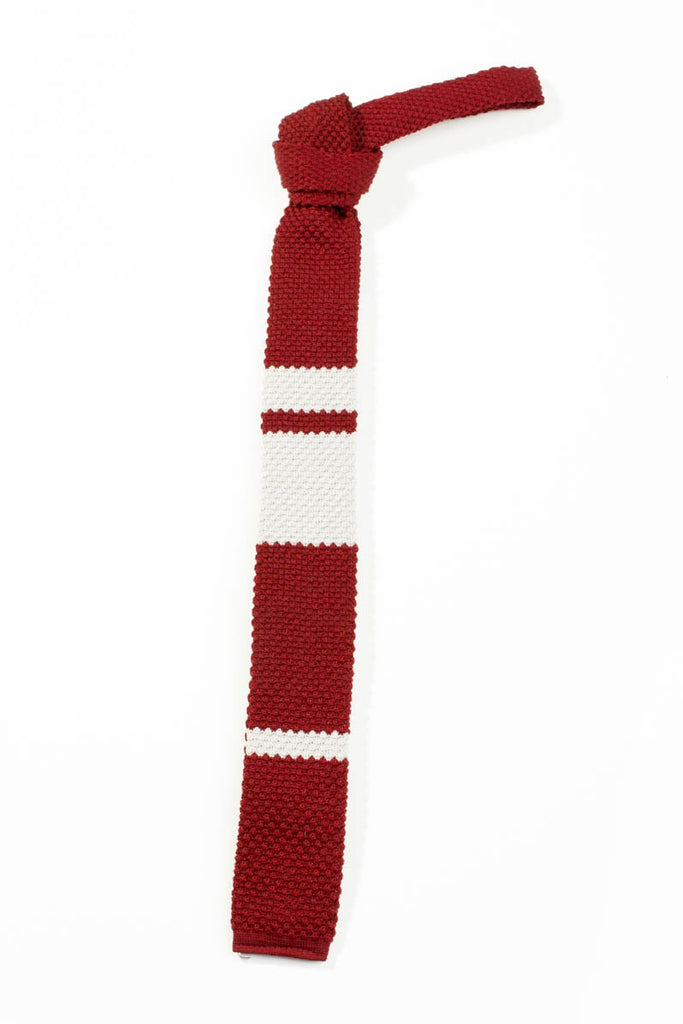 Strickschlips Trachtenkrawatte rot grau 50er 80er Accessoires grau Rockabilly rot vintageberlin.de