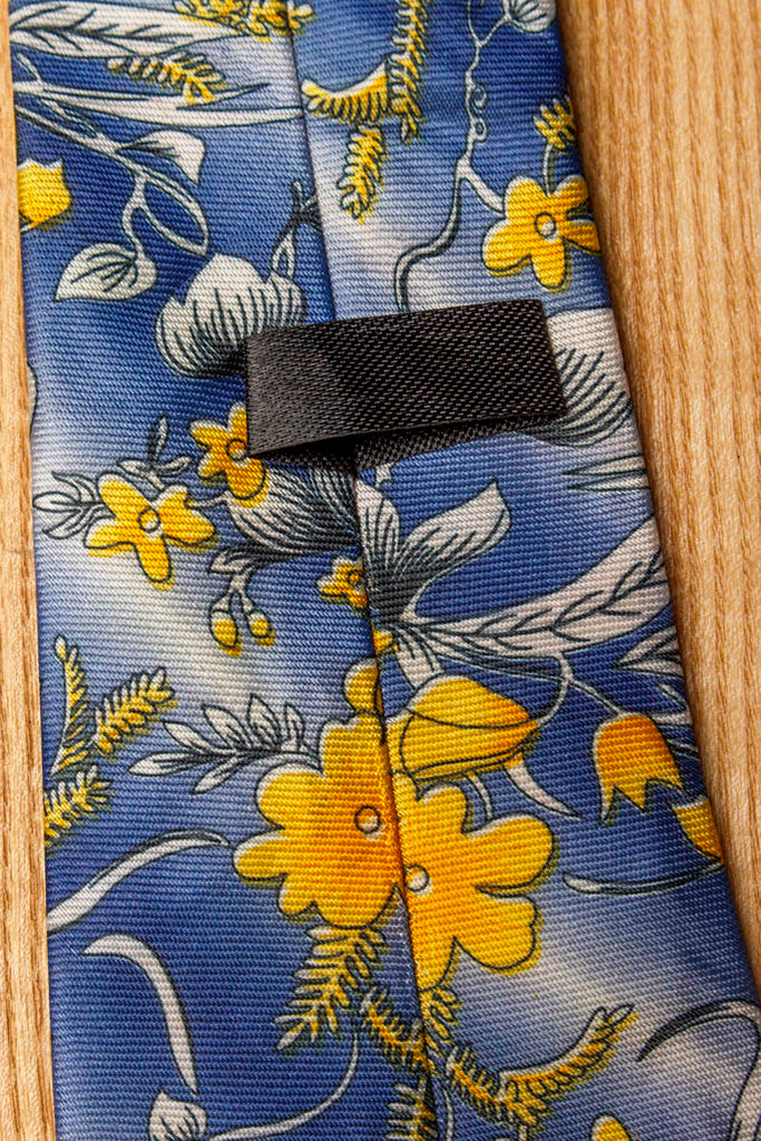 60er Jahre Schlips blau gelb Blumen 60er 70er Accessoires blau gelb Schlager vintageberlin.de