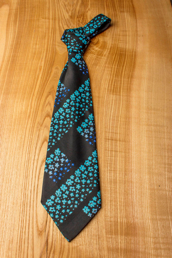 60er Jahre Schlips breit schwarz türkis 60er 70er Accessoires Schlager schwarz türkis vintageberlin.de