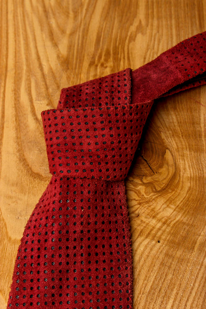 80er Jahre Schlips weinrot Wildleder 60er 80er Accessoires Rockabilly rot vintageberlin.de