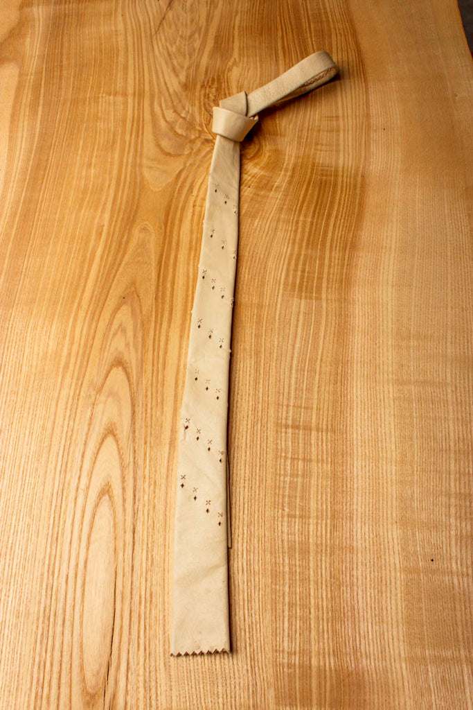 Vintage Leder Schlips beige 60er 80er Accessoires beige real-80er real_80er Rockabilly vintageberlin.de