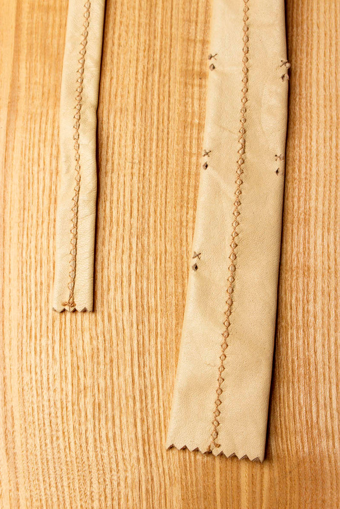 Vintage Leder Schlips beige 60er 80er Accessoires beige real-80er real_80er Rockabilly vintageberlin.de