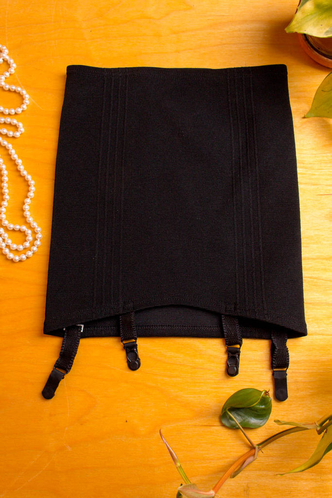 Miederrock schwarz + Strumpfhalter Default Title 70er Frau Rockabilly S 36-38 schwarz Sekretärin vintageberlin.de
