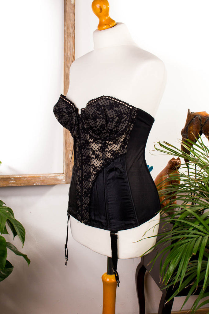 Sexy Korsage schwarz + Strapshalter 50er 60er Frau Gothic L 44-46 M 40-42 real-rockabilly Rockabilly S 36-38 schwarz Sekretärin Special vintageberlin.de