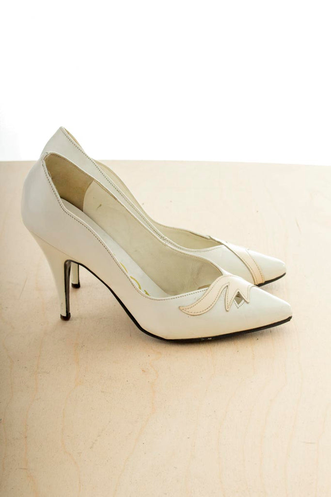 sexy High Heels weiß 36 37 80er Frau Hochzeit Rockabilly Sale Schuhe Sekretärin weiß vintageberlin.de