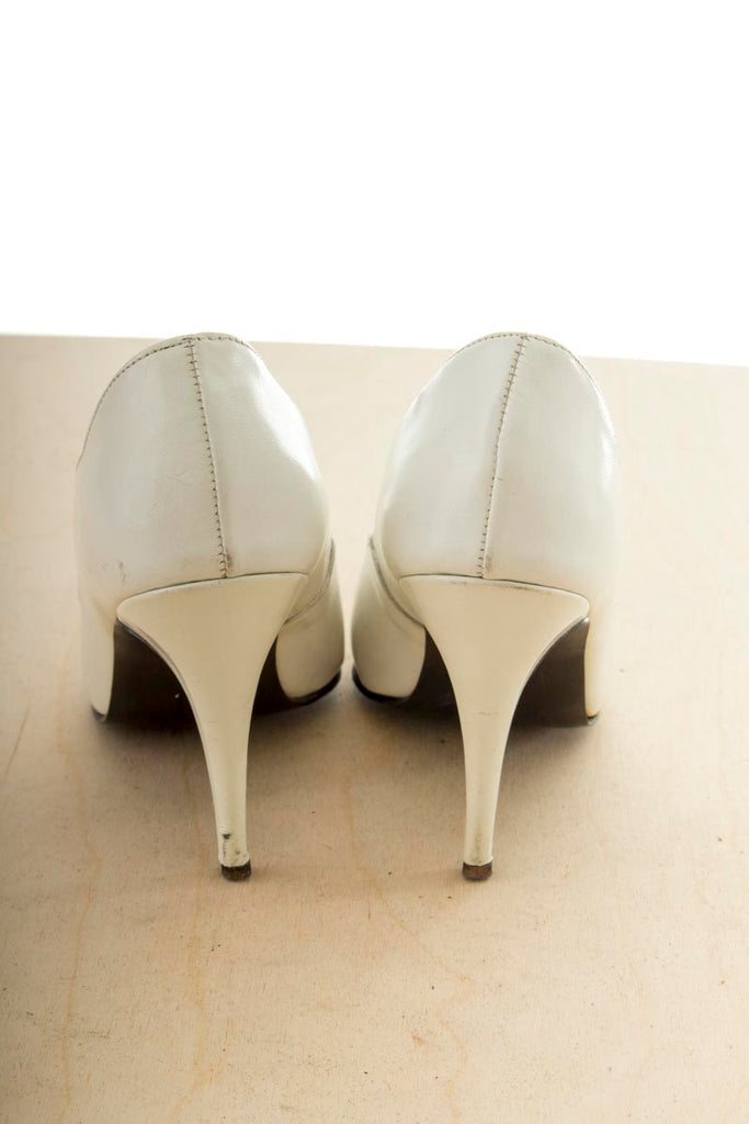 sexy High Heels weiß 36 37 80er Frau Hochzeit Rockabilly Sale Schuhe Sekretärin weiß vintageberlin.de