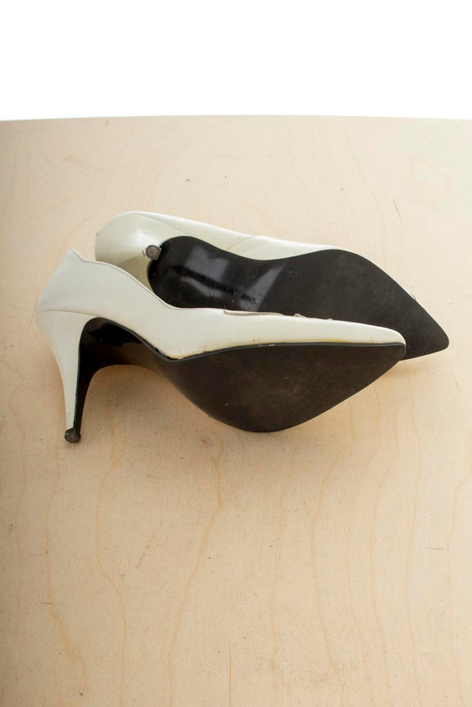 sexy High Heels weiß 36 37 80er Frau Hochzeit Rockabilly Sale Schuhe Sekretärin weiß vintageberlin.de