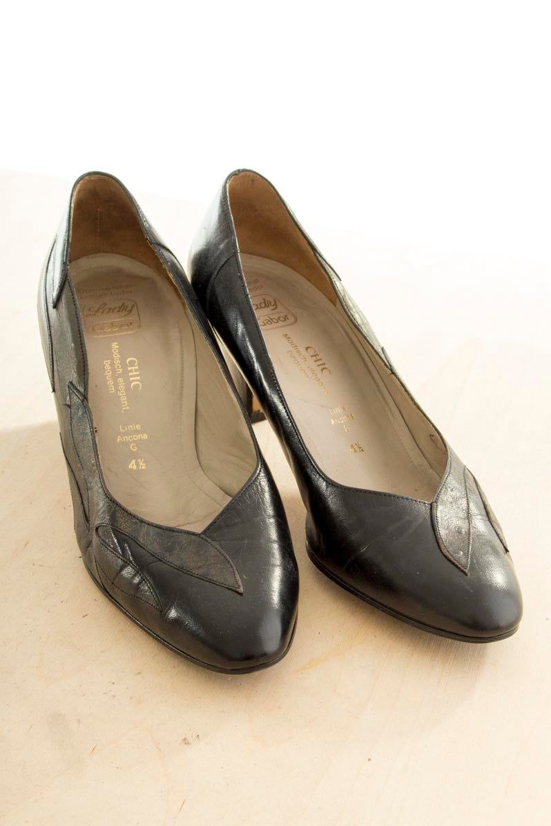 elegante Vintage Pumps schwarz gold