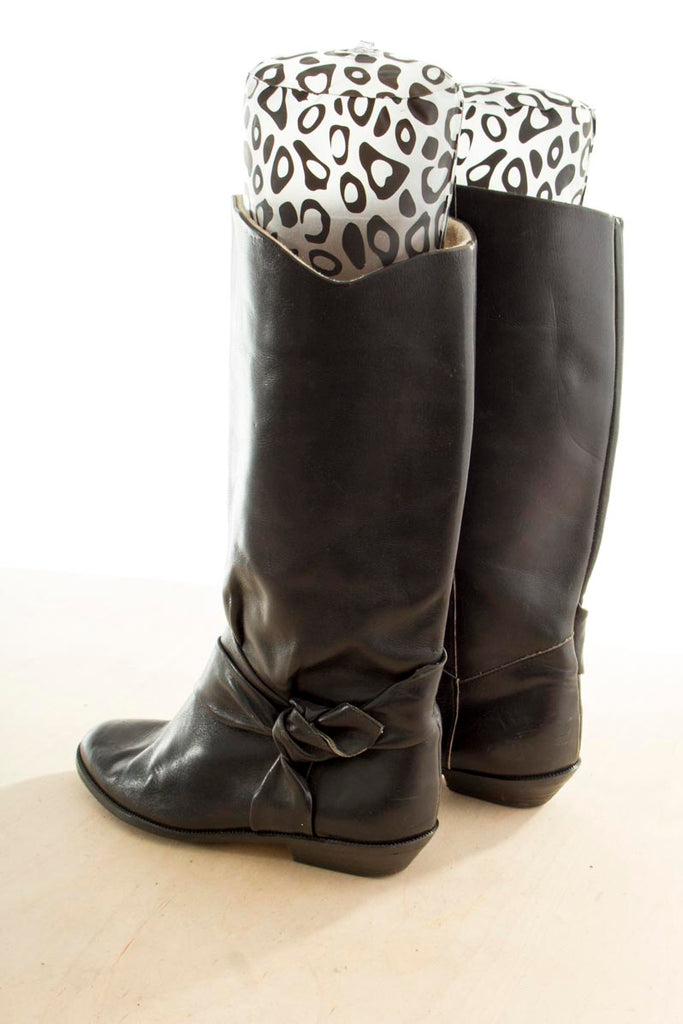 Vintage Leder Stiefel schwarz Knoten 35 80er Boho Disco Frau Rockabilly Sale Schuhe schwarz Sekretärin vintageberlin.de