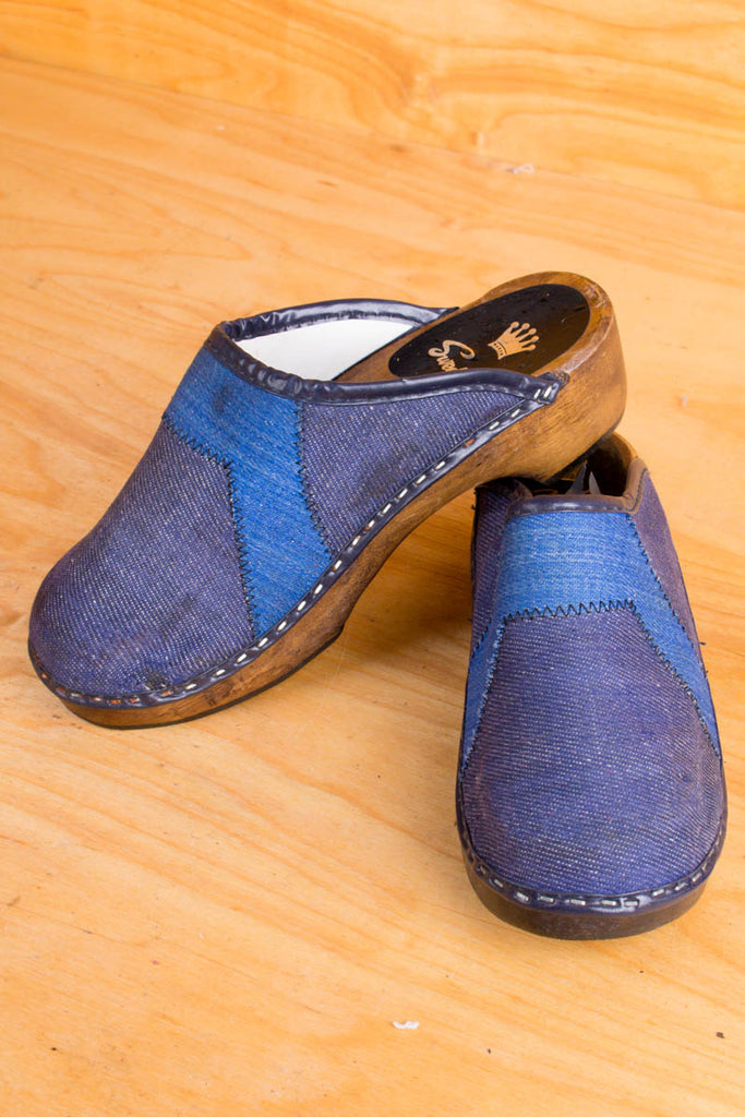 70er Jahre Clogs Denim Default Title 37 60er 70er blau Boho Disco Frau Hippie Schlager Schuhe vintageberlin.de