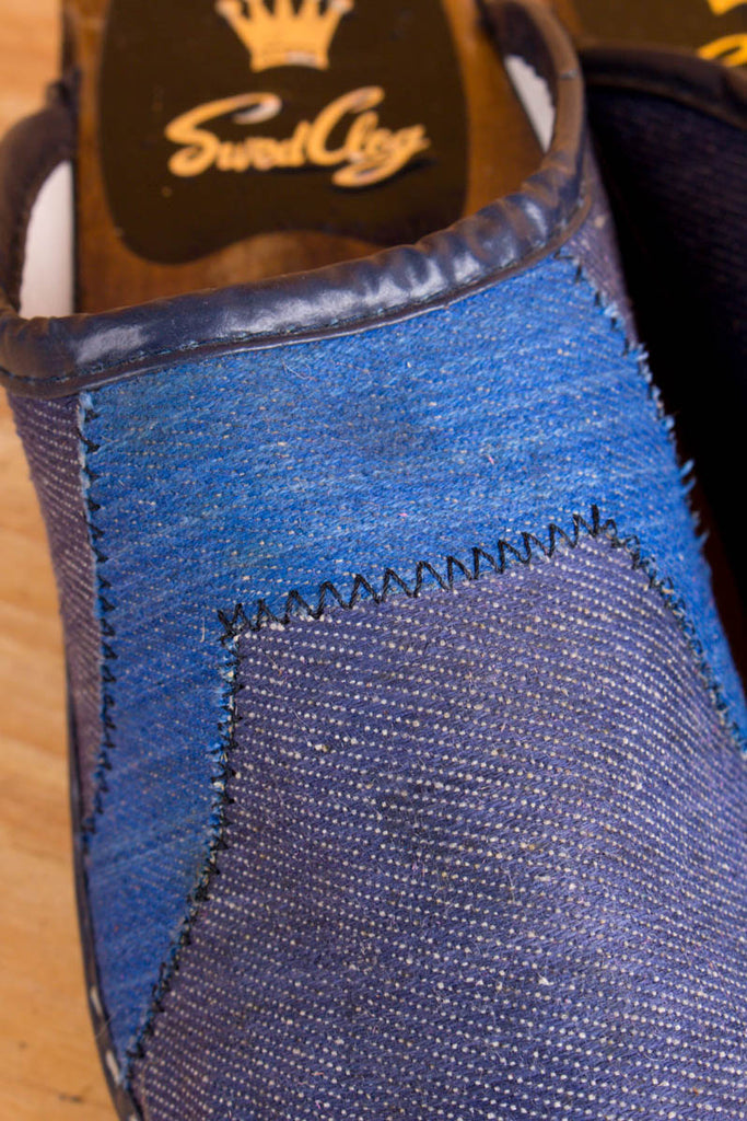 70er Jahre Clogs Denim 37 60er 70er blau Boho Disco Frau Hippie Schlager Schuhe vintageberlin.de