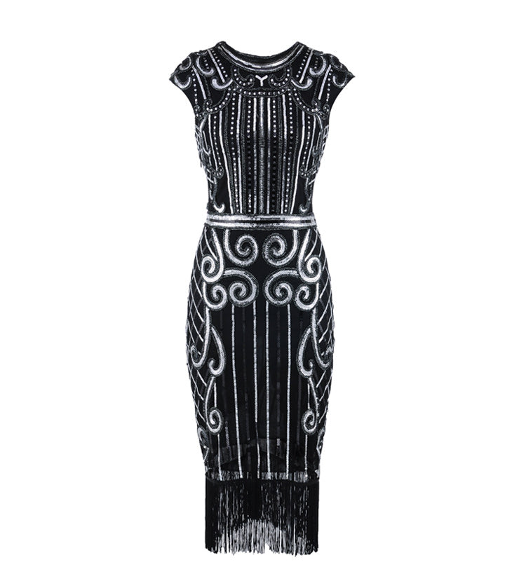 20er Jahre Charleston Kleid schwarz silber