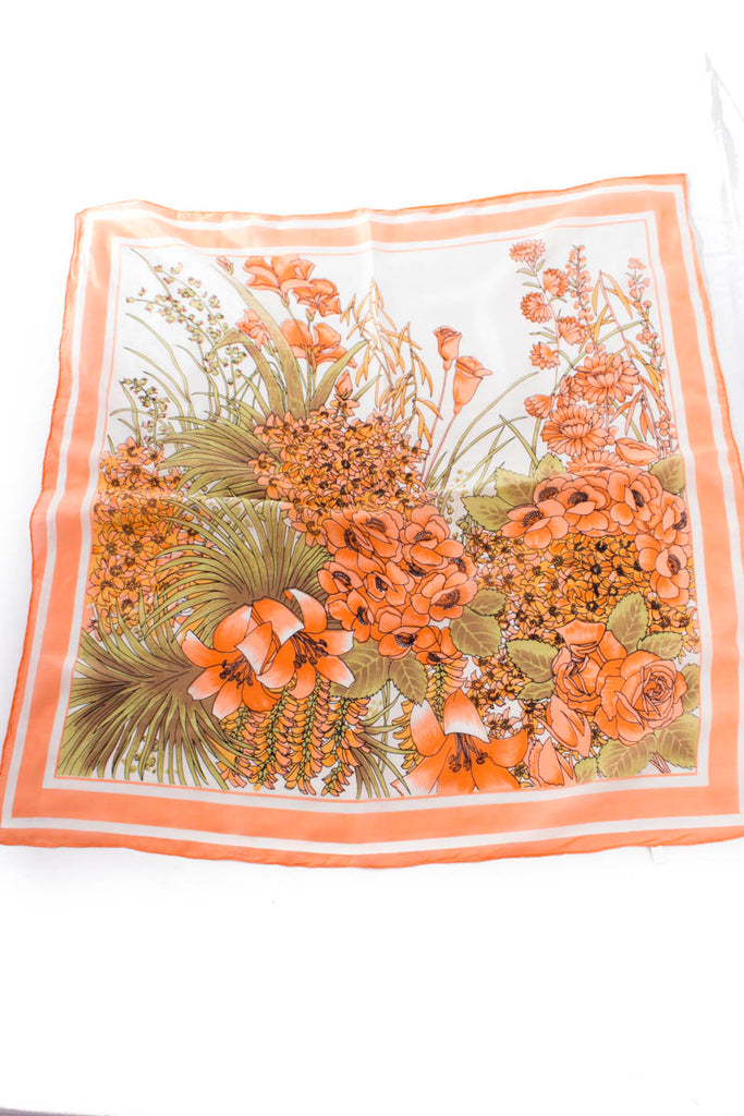 Vintage Tuch zarte Blumen Seide 70er Accessoires Boho bunt Disco Hippie Rockabilly Tuch Unisize vintageberlin.de