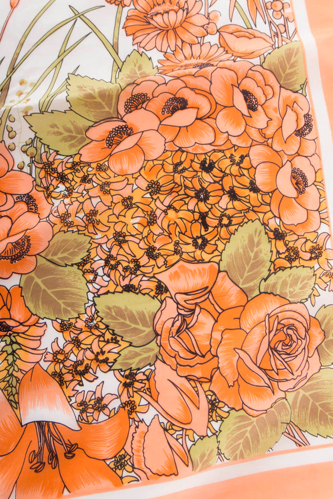 Vintage Tuch zarte Blumen Seide 70er Accessoires Boho bunt Disco Hippie Rockabilly Tuch Unisize vintageberlin.de