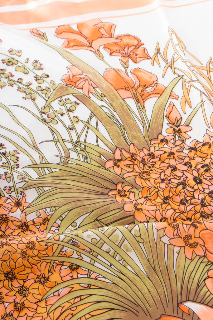 Vintage Tuch zarte Blumen Seide 70er Accessoires Boho bunt Disco Hippie Rockabilly Tuch Unisize vintageberlin.de