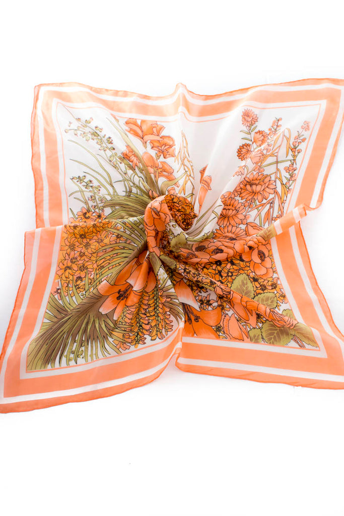 Vintage Tuch zarte Blumen Seide 70er Accessoires Boho bunt Disco Hippie Rockabilly Tuch Unisize vintageberlin.de