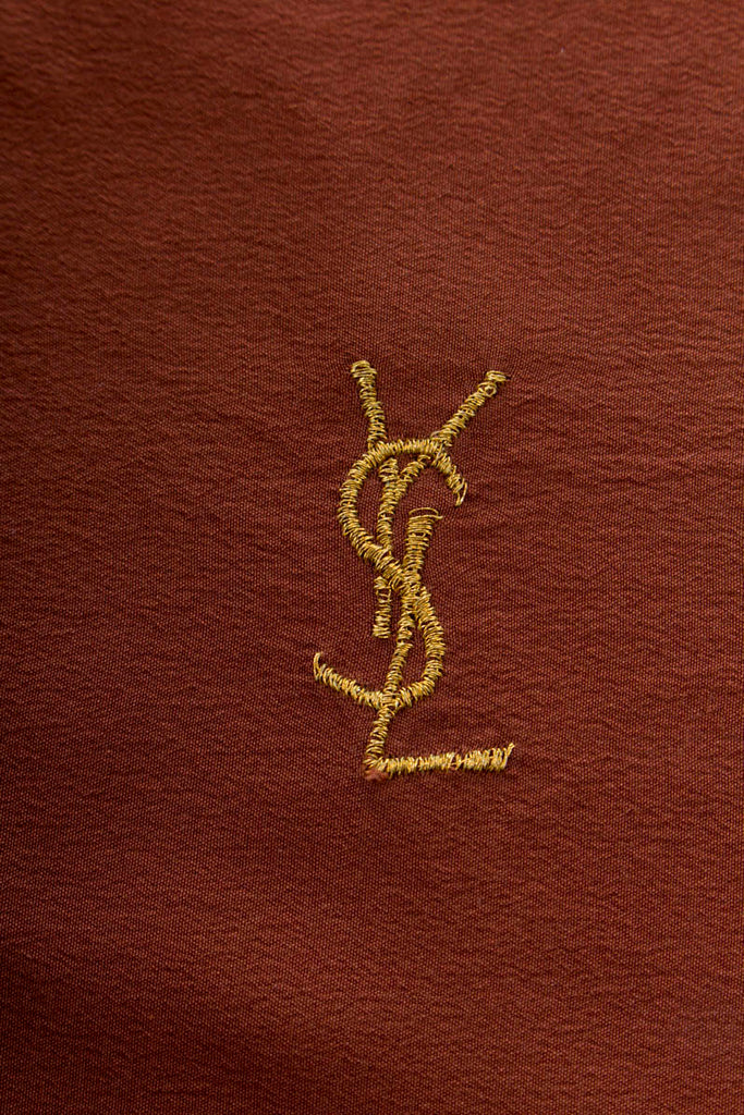 Vintage YSL Tuch braun gold Seide 70er 80er Accessoires Boho braun Designer Disco gold Rockabilly Special Tuch Unisize vintageberlin.de