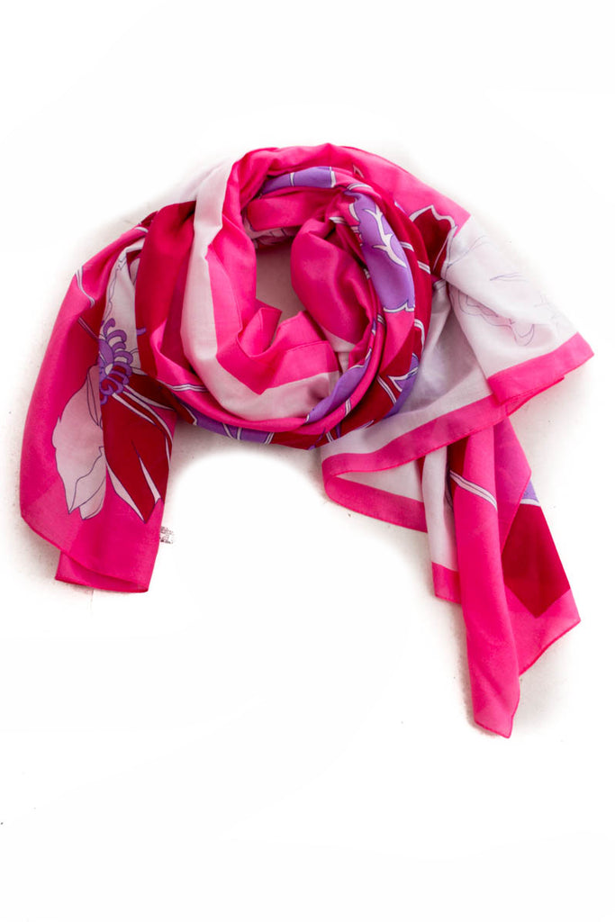 Vintage Tuch Schal Pareo 90er Accessoires Bademode Boho bunt Hippie pink Rockabilly rosa rot Sekretärin Tuch Unisize vintageberlin.de