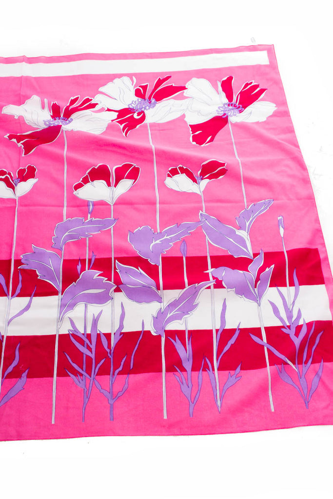 Vintage Tuch Schal Pareo 90er Accessoires Bademode Boho bunt Hippie pink Rockabilly rosa rot Sekretärin Tuch Unisize vintageberlin.de