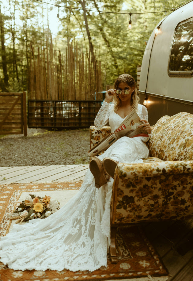 Boho Brautkleid Vintage Hippie Hochzeit
