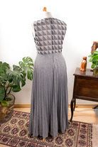 Glitzer Abendkleid silber Plissee