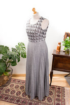 Glitzer Abendkleid silber Plissee