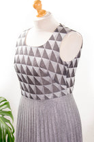 Glitzer Abendkleid silber Plissee