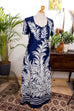 Hippie Abendkleid blau Muster