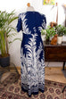 Hippie Abendkleid blau Muster