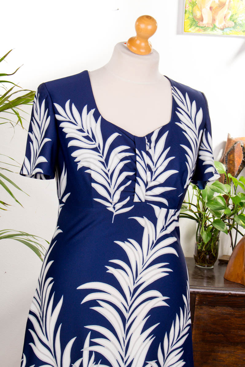 Hippie Abendkleid blau Muster