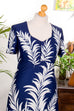 Hippie Abendkleid blau Muster