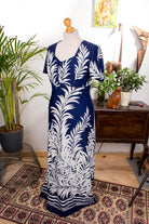 Hippie Abendkleid blau Muster