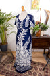 Hippie Abendkleid blau Muster