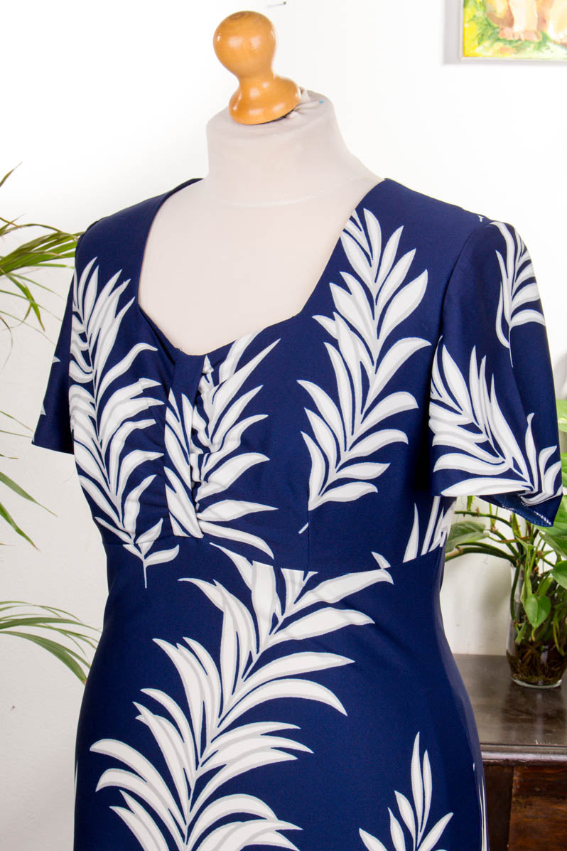 Hippie Abendkleid blau Muster